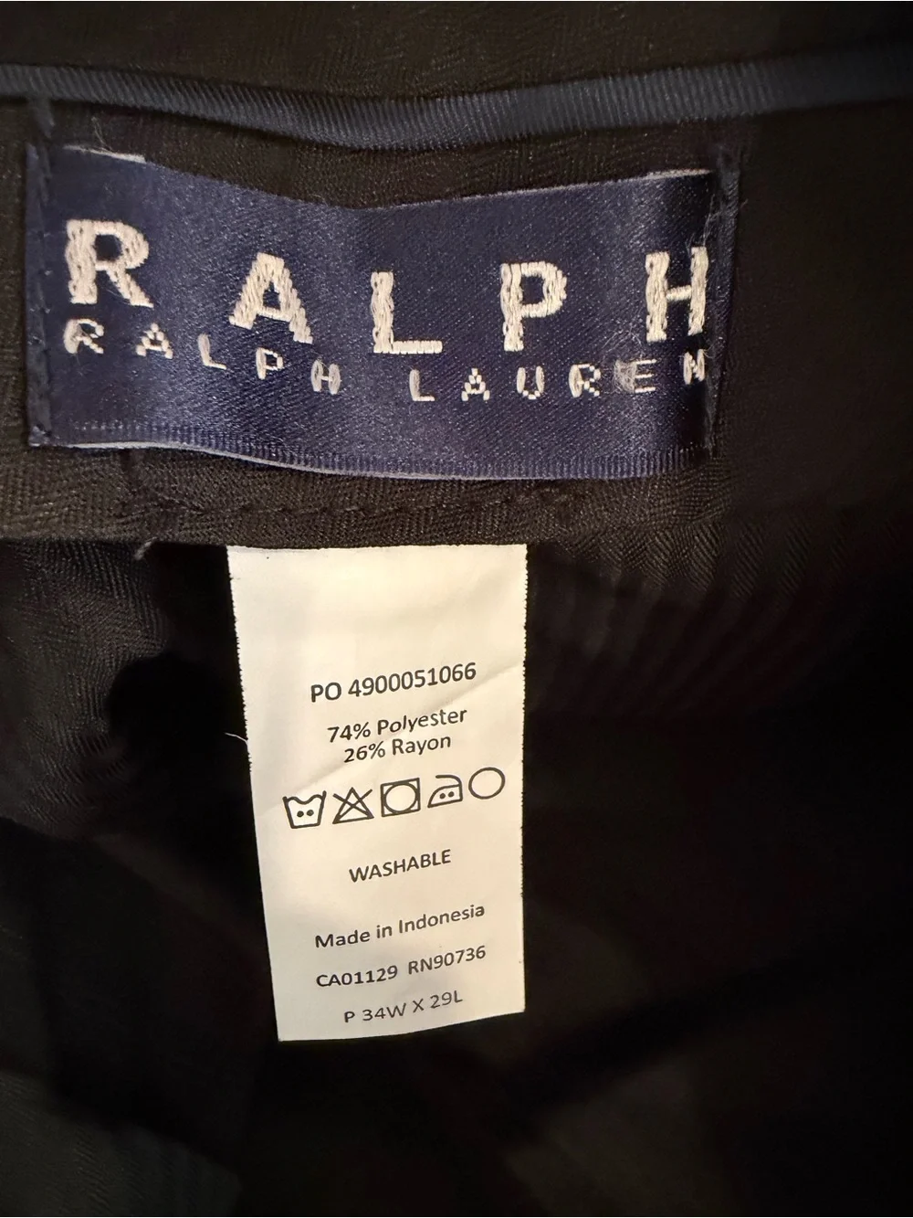 Ralph Lauren Men’s Black Plaid Dress Pants 34W 29L Pleated Cuffed Trousers